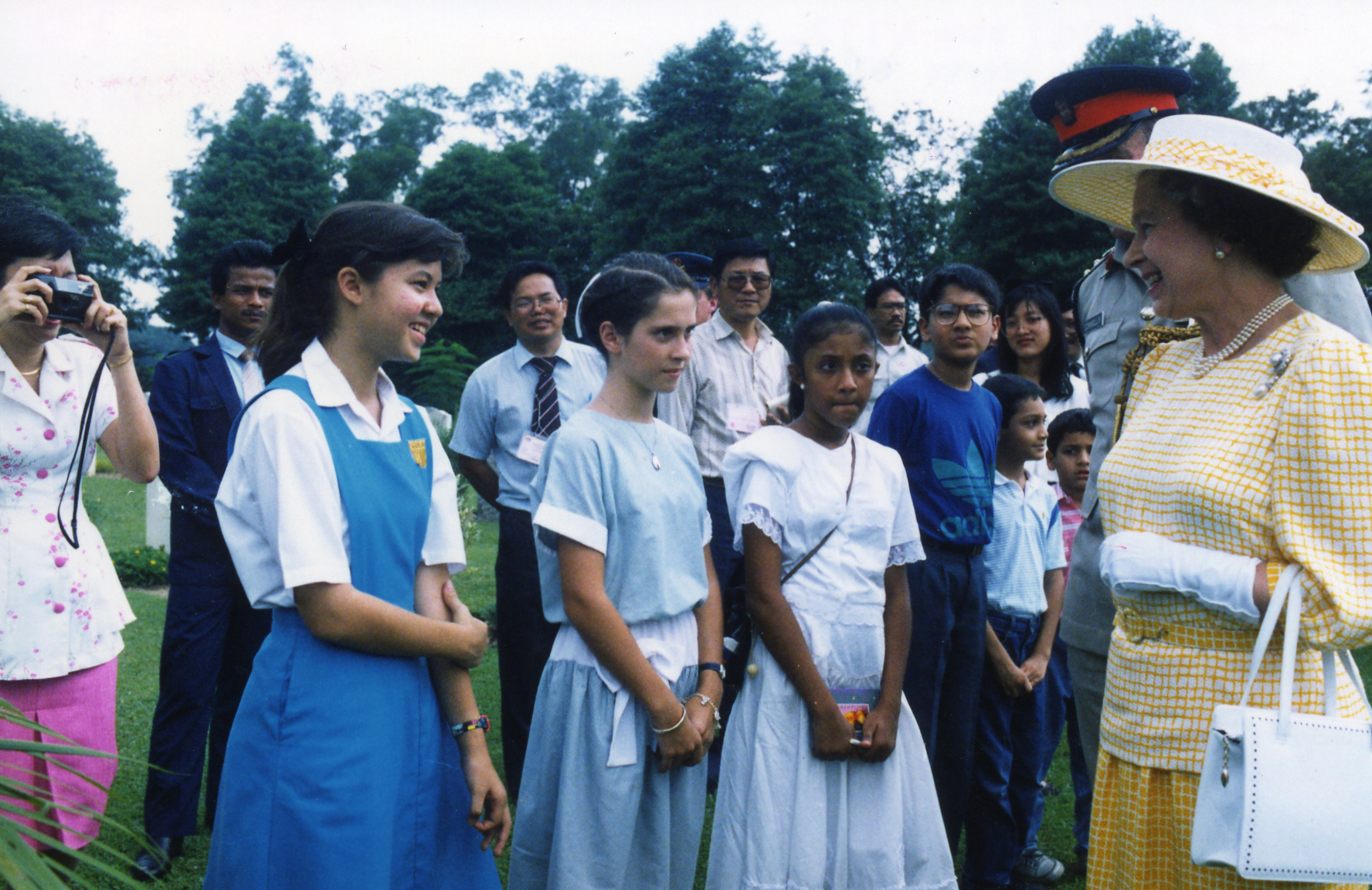 HM The Queen greets local schoolchildren