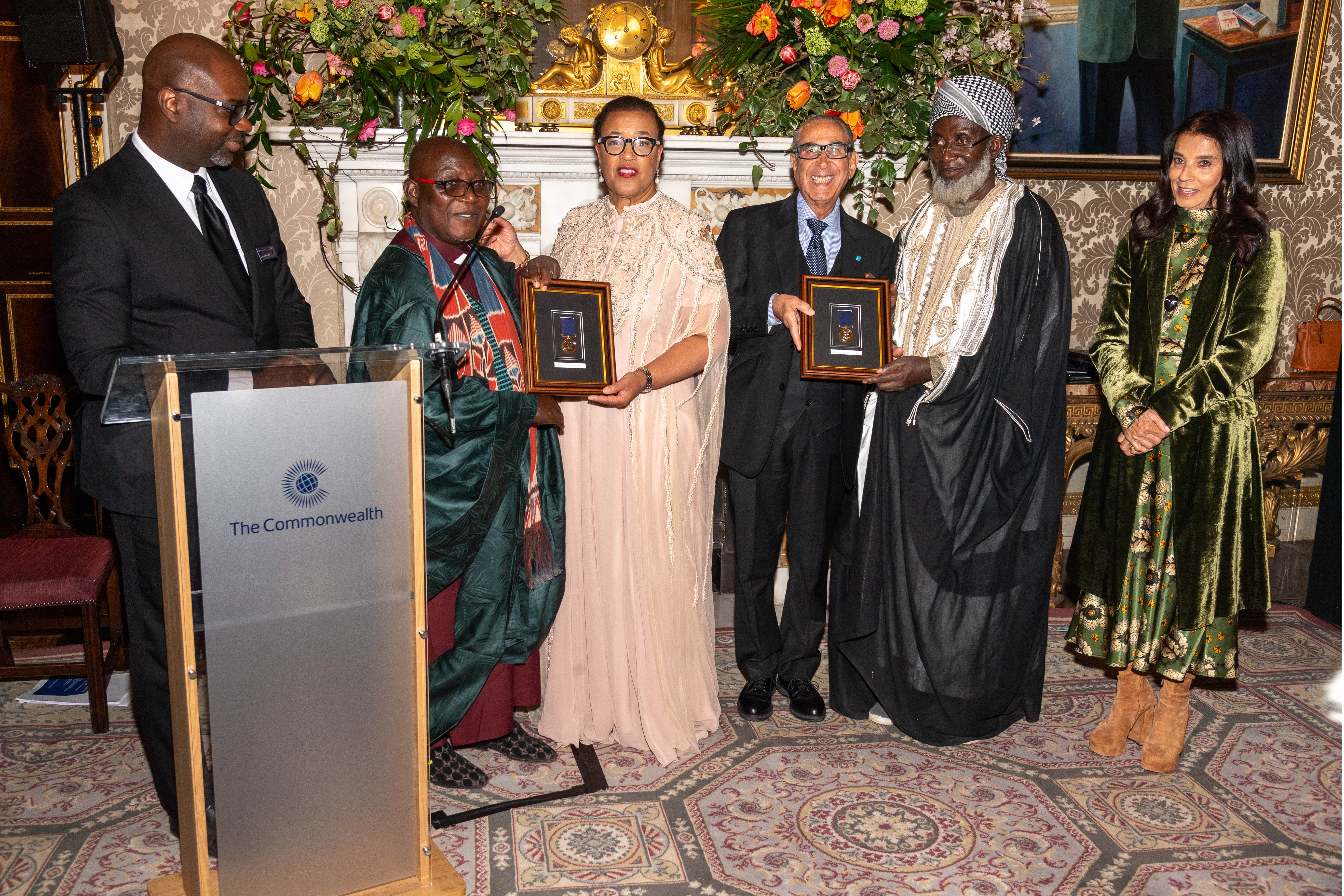 Peace Prize Award winners with Commonwealth Secretary-General and Sir David Khalili