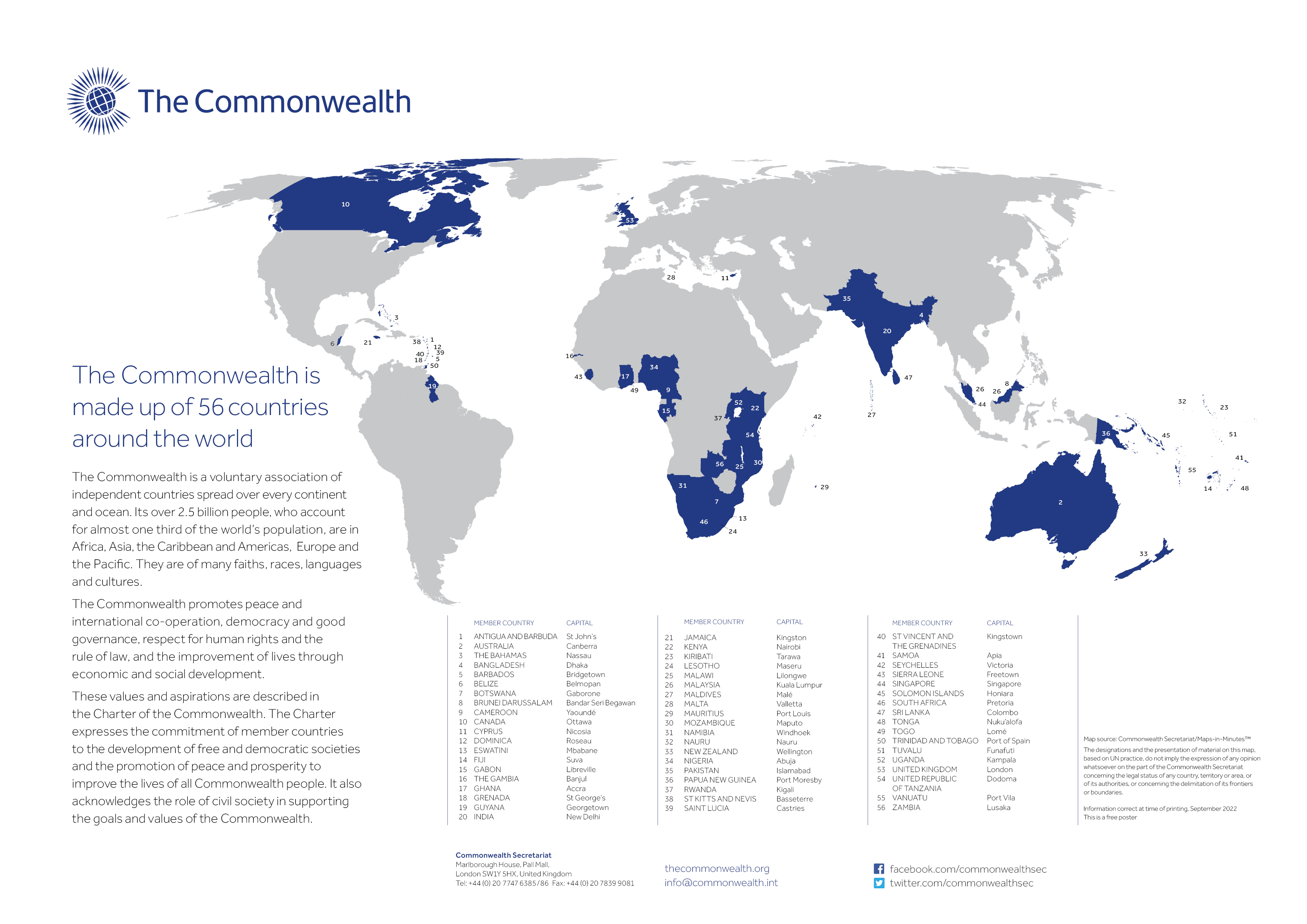 Map of Commonwealth countries
