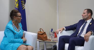 The Secretary-General of the Commonwealth, the Rt Hon Patricia Scotland KC, and the Prime Minister of Malta, Robert Abela, at COP27.