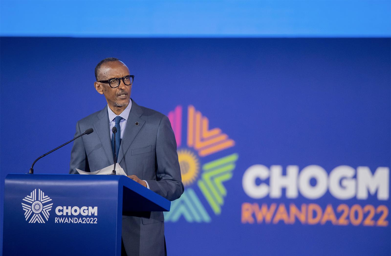 President Kagame delivering his speech to CHOGM 2022