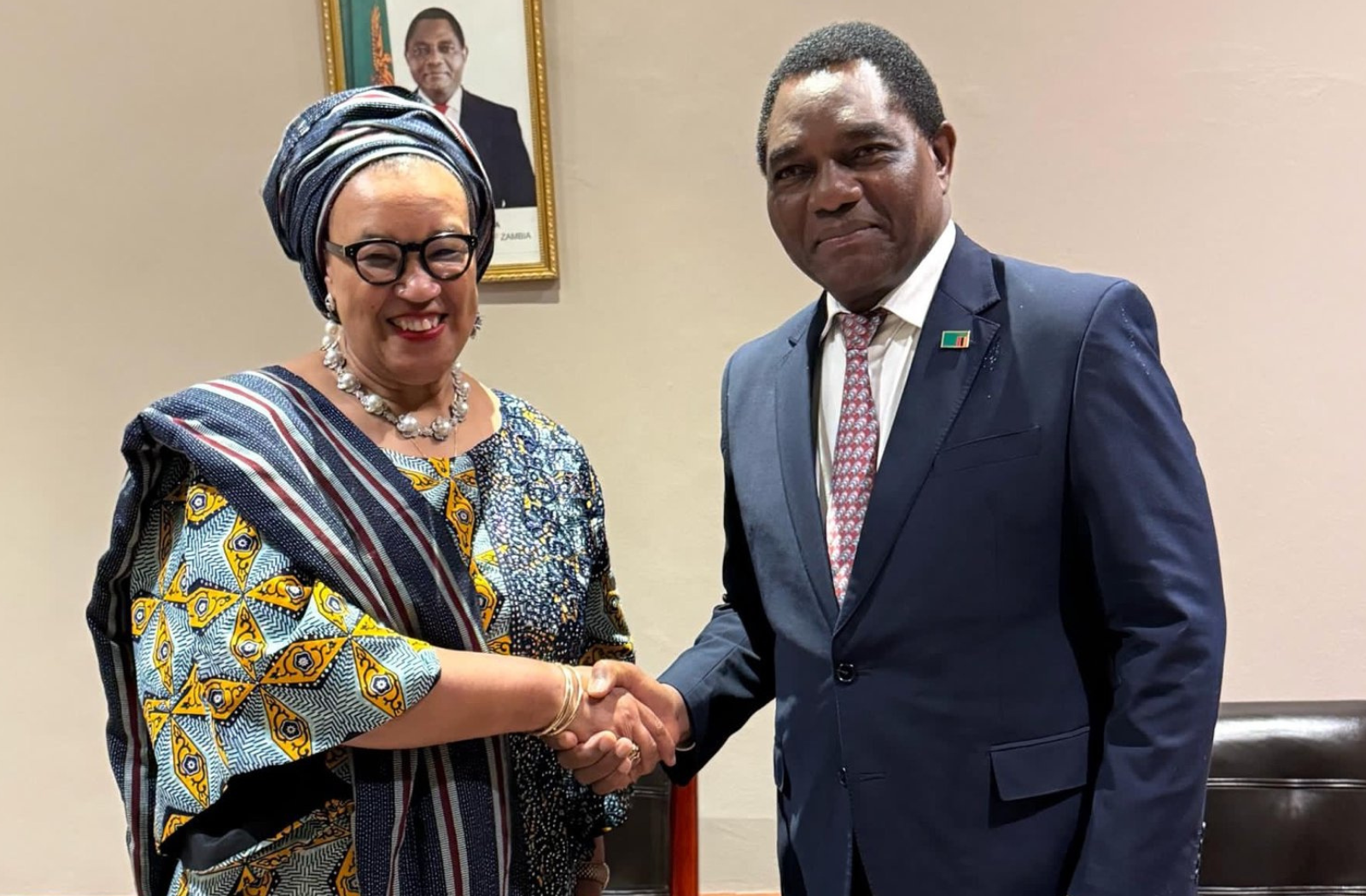 Commonwealth Secretary-General, the Rt Hon Patricia Scotland KC and Zambia President Hakainde Hichilema