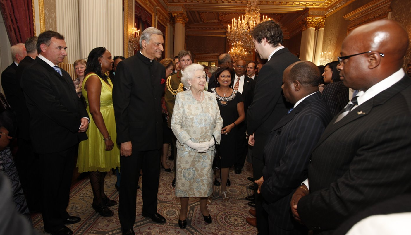 HM The Queen greets guests at a Commonwealth Day Reception