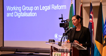 Woman speaking on podium giving speech